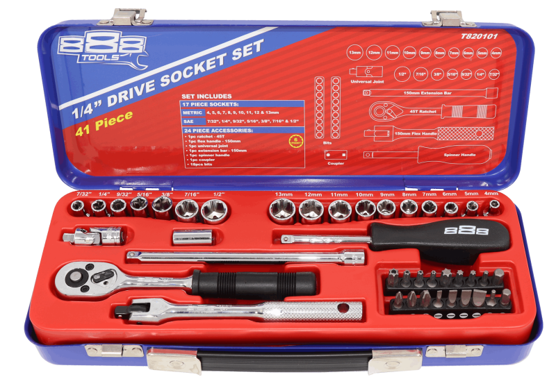 Series 888 1/4" Drive Metric/SAE Socket Set, 41 Piece