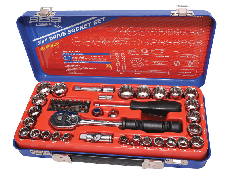Series 888 3/8" Drive Metric/SAE Socket Set, 50 Piece