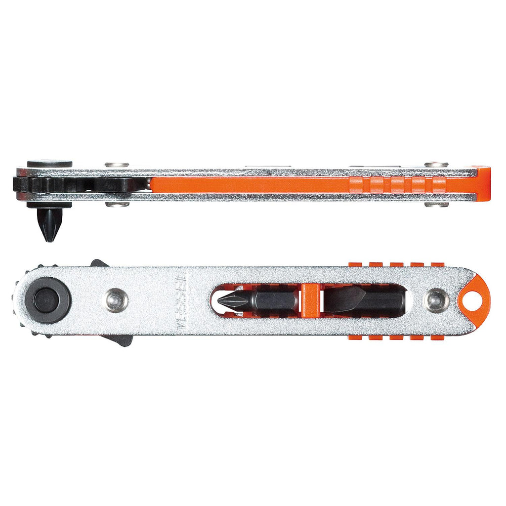 Flat-Shaped Ratchet Screwdriver with 3 Bits