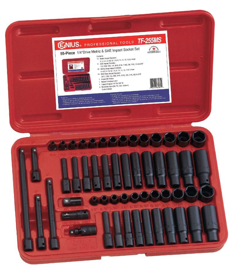 1/4" Drive 55 Piece Metric and SAE Socket Set