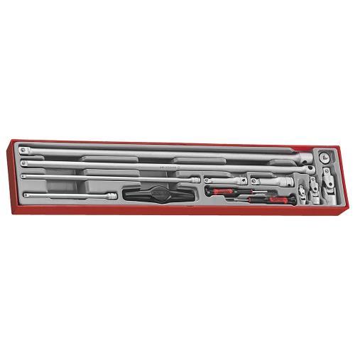 Teng 13pc 1/4-3/8-1/2in Dr. Extension Bar & Accessory Set - TTX-Tray