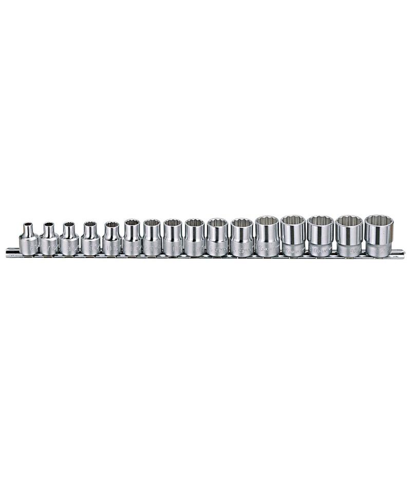 16 Piece 3/8" Drive Socket Rail Set Metric