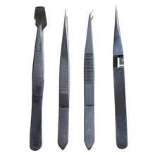 Load image into Gallery viewer, 4pc Tweezer Set 120mm (Fine, Curved, Straight, Flat Blade)