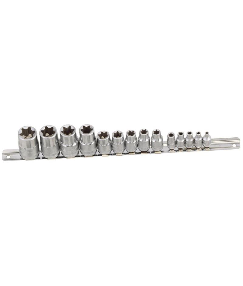 Star Hand Socket Set on Rail - 14 Piece (1/4", 3/8", & 1/2" Drive)