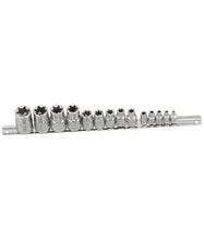 Load image into Gallery viewer, Star Hand Socket Set on Rail - 14 Piece (1/4", 3/8", &amp; 1/2" Drive)