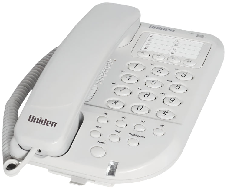 Uniden FP098 Corded Desk Phone featuring speed dial and visual ringer.