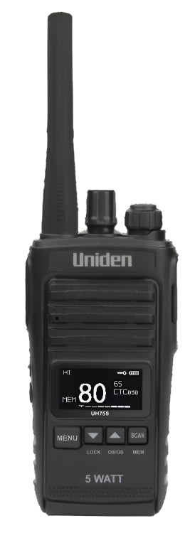 Uniden UH755-2DLX 5W UHF CB Splash-Proof Handheld Radio Set