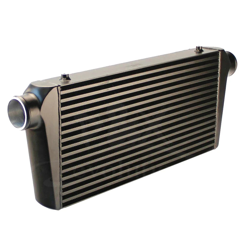 Universal Fit Turbo Aluminum bar and Plate Intercooler 600x300x76 mm Front Mount 3" In/outlet Black