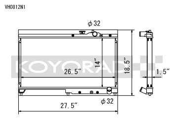 Performance Koyo Radiator, Honda Civic, B-Series, 92/00, 36mm, (KV081225U06)