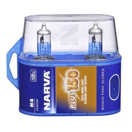 Narva H4 Headlight Bulb 12V P43T Plus150 Twin Pack