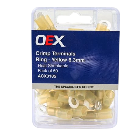 OEX ACX3185 ring crimp terminal yellow 6.3mm inner diameter