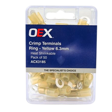 Load image into Gallery viewer, OEX ACX3185 ring crimp terminal yellow 6.3mm inner diameter