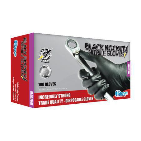 TGC Rocket Black Nitrile Gloves Medium 100 Pack