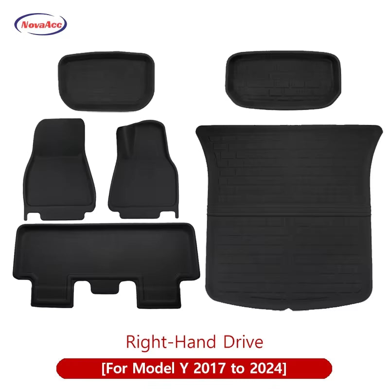 For Tesla Model Y 3 Highland Floor Mat Trunk Luggage Mat LHD RHD 2017 to 2024 2025 Left Right Rudder Four Seasons Floor Liner / Rhd My 2017-24 6P...