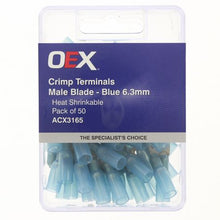 Load image into Gallery viewer, OEX ACX3165 male blade crimp terminal blue 6.3mm terminal entry