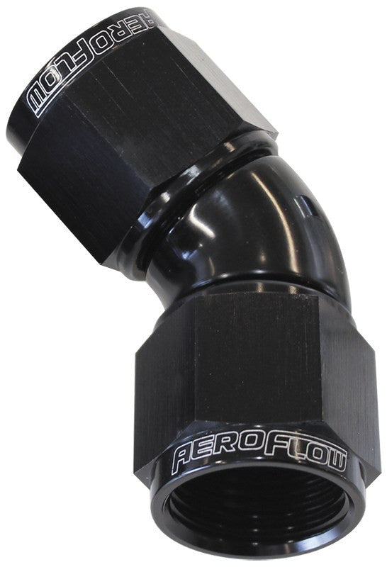 -16AN 45 DEG SWIVEL COUPLER BLACK BILLET FULL FLOW 1 PIECE