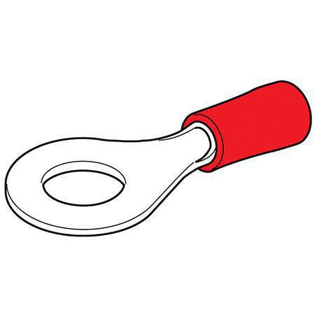 6.3mm Red Insulated Ring Crimp Terminal Pack - 100 Piece