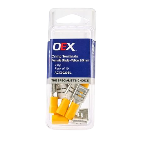 OEX ACX3020BL female blade crimp terminal yellow 9.5mm terminal entry