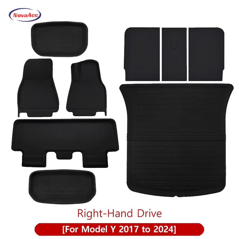For Tesla Model Y 3 Highland Floor Mat Trunk Luggage Mat LHD RHD 2017 to 2024 2025 Left Right Rudder Four Seasons Floor Liner / Rhd My 2017-24 9P...