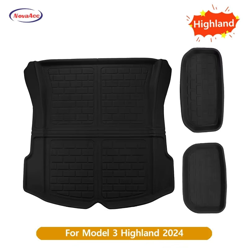 For Tesla Model Y 3 Highland Floor Mat Trunk Luggage Mat LHD RHD 2017 to 2024 2025 Left Right Rudder Four Seasons Floor Liner / M3 2023 11-2024 T...