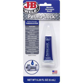 JB Weld Perma-Lock Blue Medium Strength Threadlocker 6ml – Prevents Fastener Loosening from Vibration & Shock – Part #24206