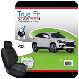 Black polyester car seat covers for universal fit by True Fit