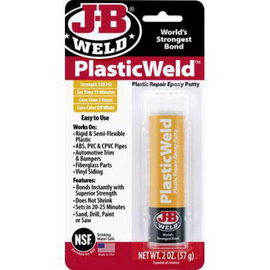 JB Weld PlasticWeld Epoxy Putty Stick 56.8g – Fast-Setting Plastic Repair for Cracks & Holes | Strong, Waterproof, & Easy to Use