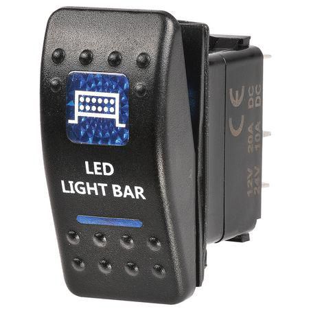 Narva Sealed Rocker Switch Off/On SPDT 12V Blue Illuminated LED Light Bar Symbol (Contacts Rated 20A @ 12V)