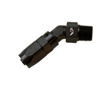 Load image into Gallery viewer, 5/8" TUBE 45 deg male -10AN BLACK SWIVEL NUT WITH OLIVE