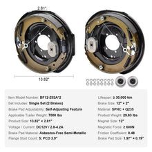 Load image into Gallery viewer, 1 Pair 3500/7000 Lbs Electric Trailer Brake Assembly Self-Adjusting Axle Backing Plates for Brake System Part Replacement / 7000 Lbs (29)