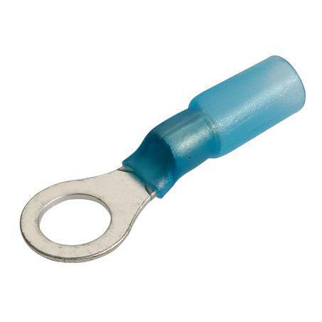 6.3mm Heat Shrinkable Blue Crimp Terminal Ring Pack of 50