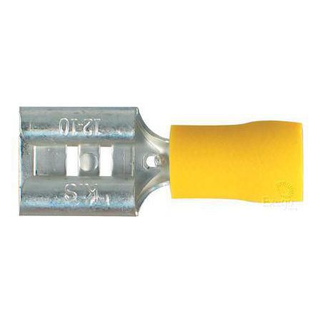 9.5mm Female Blade Crimp Terminal Yellow Vinyl Insulated Pack of 100