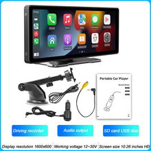 Load image into Gallery viewer, 10.26 Inch Portable MP5 Multimedia Video Player Android Auto Wireless Carplay Screen HD Rear Reversing Camera Car Radio / B5303