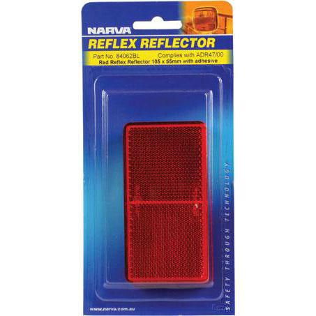 Narva Reflector Rectangle Red 55 x 105mm - 2 Pce