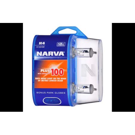 Narva H4 Headlight Bulb P43T Plus 100 12V 60/55W 2 Pce