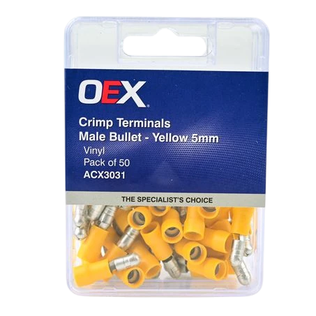 OEX ACX3031 male bullet crimp terminal yellow 5mm terminal size