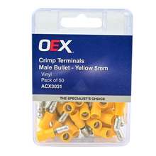 Load image into Gallery viewer, OEX ACX3031 male bullet crimp terminal yellow 5mm terminal size