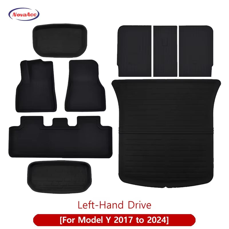For Tesla Model Y 3 Highland Floor Mat Trunk Luggage Mat LHD RHD 2017 to 2024 2025 Left Right Rudder Four Seasons Floor Liner / Lhd My 2017-24 9P...