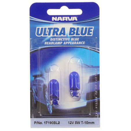Narva Wedge W2.1x9.5d Premium Ultra Blue Globe 12V 5W - 2 Pce