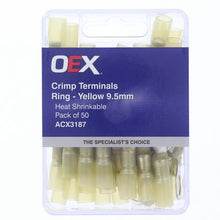 Load image into Gallery viewer, Yellow heat shrink ring terminal OEX ACX3187 9.5mm ID