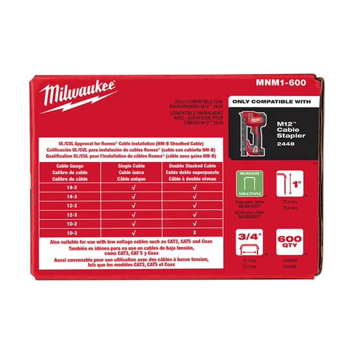 1" (25mm) Insulated Cable Staples - 600 Pack