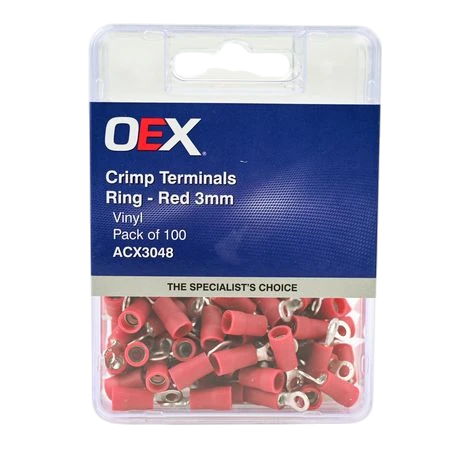 OEX ACX3048 ring crimp terminal red 3mm inner diameter
