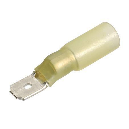6.3mm Male Blade Crimp Terminal Yellow Heat Shrinkable Pack of 50