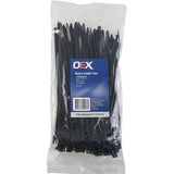 OEX ACX1317 Black Nylon Cable Ties 4.8mm x 200mm – UV Resistant, 100 Pack for Automotive & Industrial Use