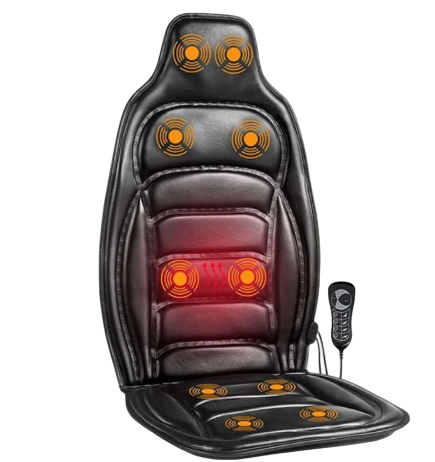 Electric Leather Back Massager Chair Cushion - Neck, Lumbar & Waist Pain Relief | Portable Massage Cushion for Car, Home & Office Use
