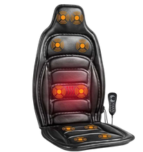 Load image into Gallery viewer, Electric Leather Back Massager Chair Cushion - Neck, Lumbar &amp; Waist Pain Relief | Portable Massage Cushion for Car, Home &amp; Office Use
