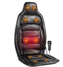 Electric Leather Back Massager Chair Cushion - Neck, Lumbar & Waist Pain Relief | Portable Massage Cushion for Car, Home & Office Use