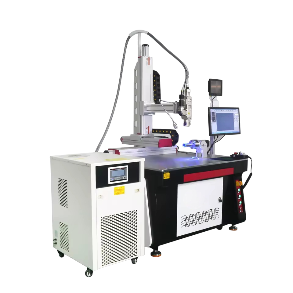 Industrial laser cutting machine on a white background