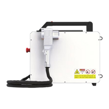 Load image into Gallery viewer, White laser machine with safety warning labels on a white background