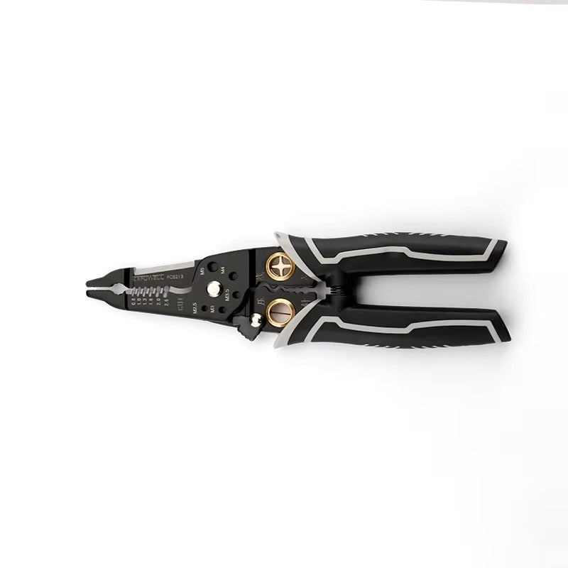 8" Multifunctional Electric Wire Stripper & Crimping Tool – Manganese Steel Cable Cutter with TPR Handle